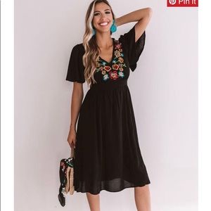 Embroidered Midi Dress - Impressions Boutique